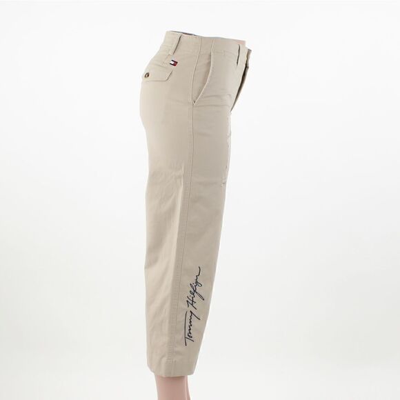 Tommy Hilfiger Wide-Leg Logo-Print Cropped Pants in Khaki - Picture 5 of 5